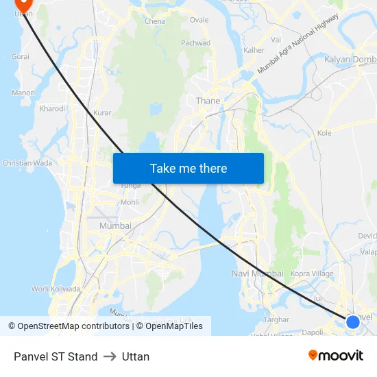 Panvel ST Stand to Uttan map