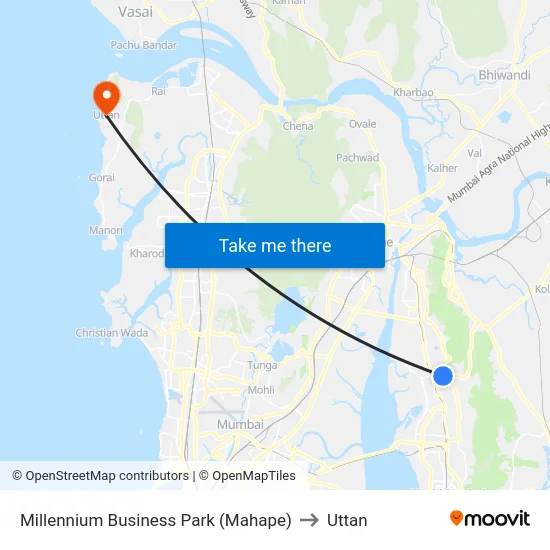 Millennium Business Park (Mahape) to Uttan map