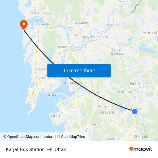 Karjat Bus Station to Uttan map