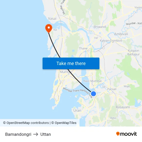 Bamandongri to Uttan map