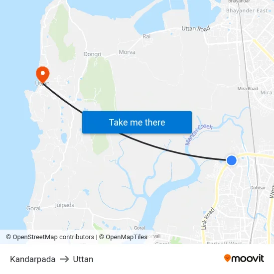 Kandarpada to Uttan map
