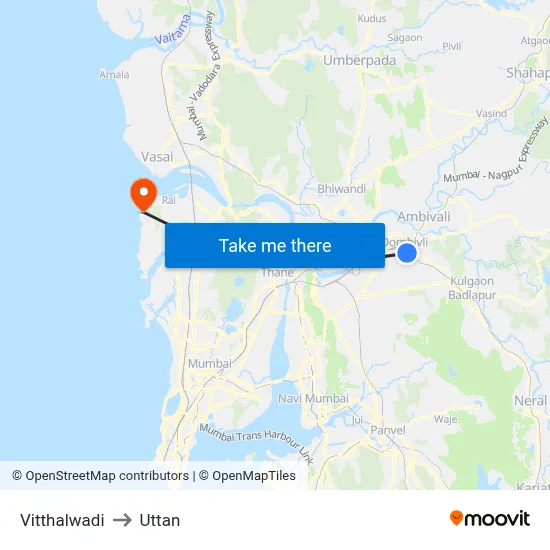 Vitthalwadi to Uttan map