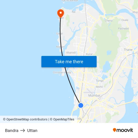 Bandra to Uttan map