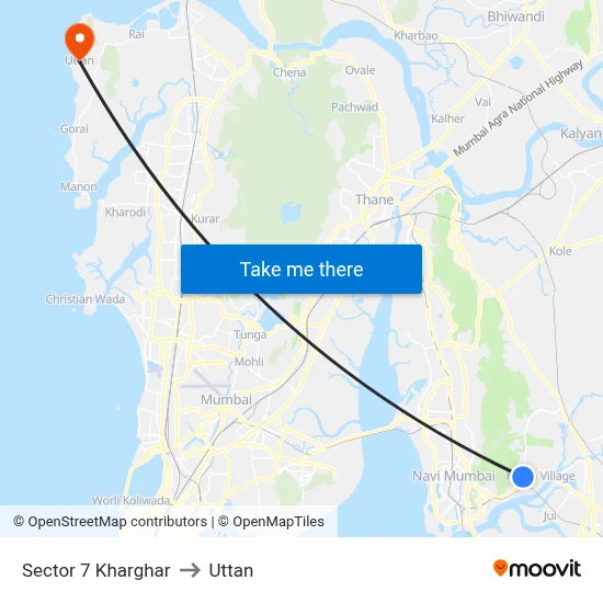 Sector 7 Kharghar to Uttan map