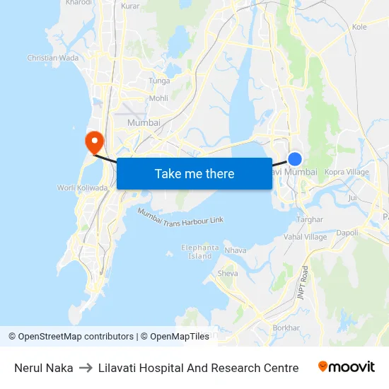 Nerul Naka to Lilavati Hospital And Research Centre map