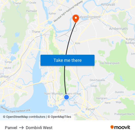 Panvel to Dombivli West map