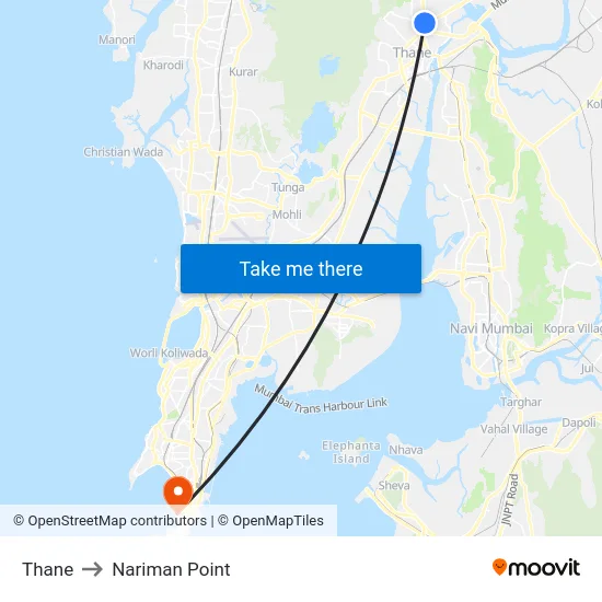 Thane to Nariman Point map