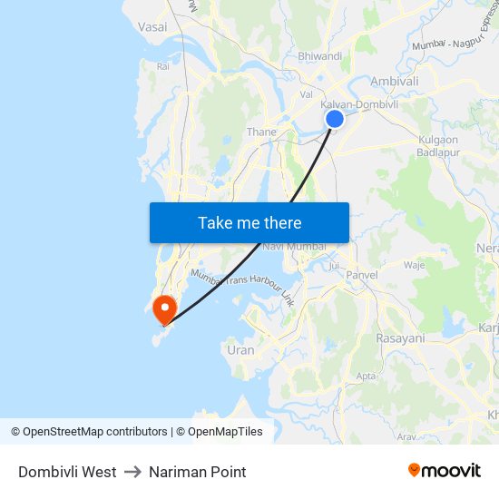 Dombivli West to Nariman Point map