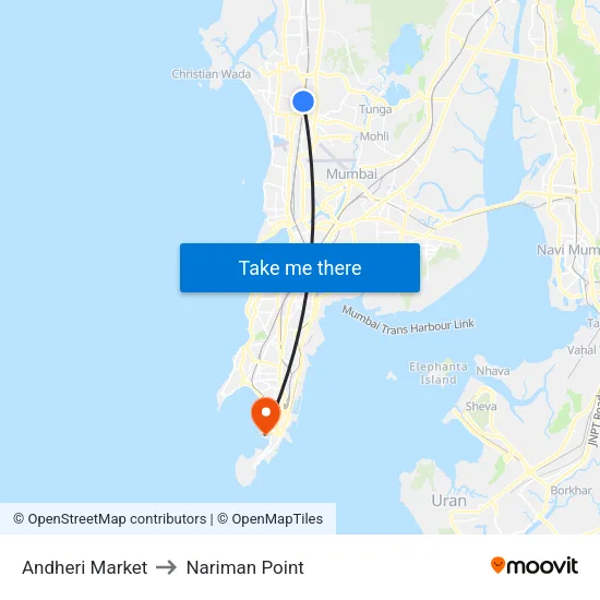 Andheri Market to Nariman Point map