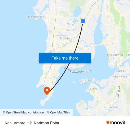 Kanjurmarg to Nariman Point map
