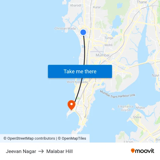 Jeevan Nagar to Malabar Hill map