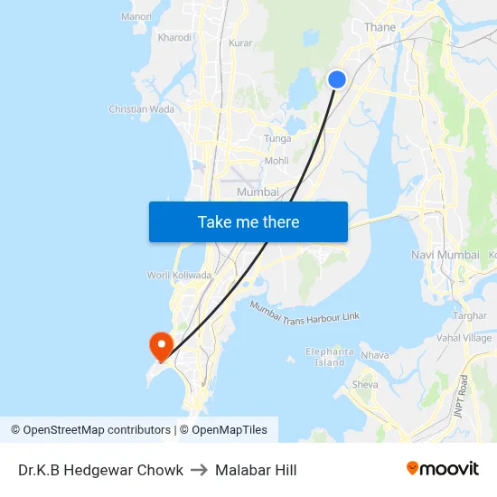 Dr.K.B Hedgewar Chowk to Malabar Hill map
