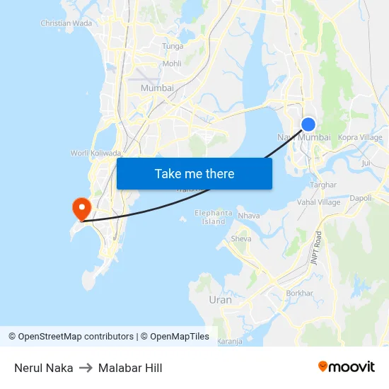 Nerul Naka to Malabar Hill map