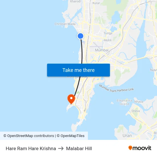 Hare Ram Hare Krishna to Malabar Hill map