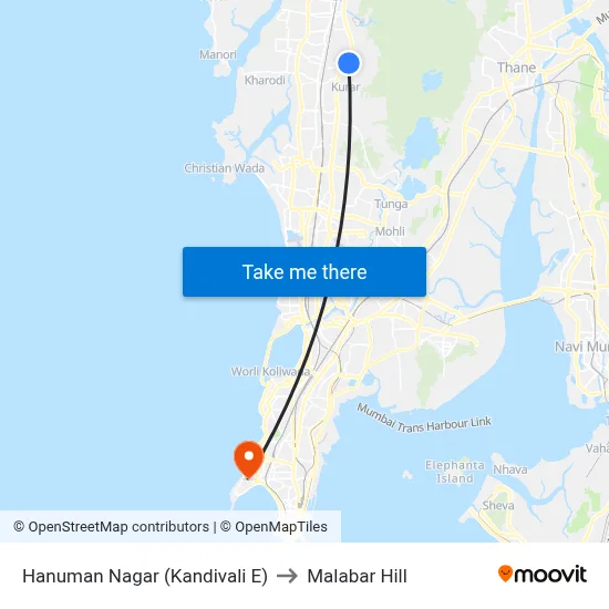 Hanuman Nagar (Kandivali E) to Malabar Hill map