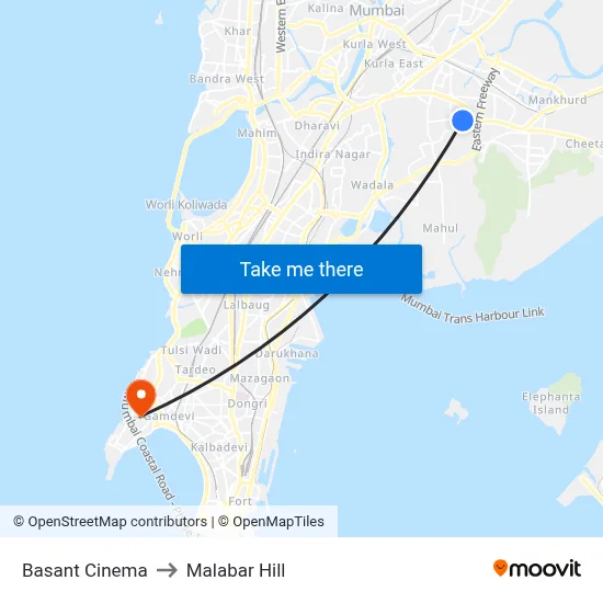 Basant Cinema to Malabar Hill map