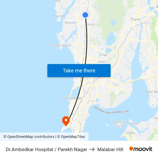 Dr.Ambedkar Hospital / Parekh Nagar to Malabar Hill map