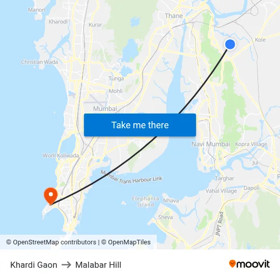 Khardi Gaon to Malabar Hill map