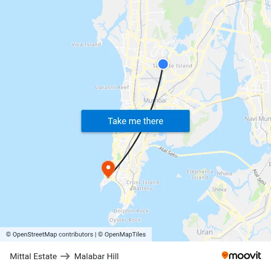 Mittal Estate to Malabar Hill map