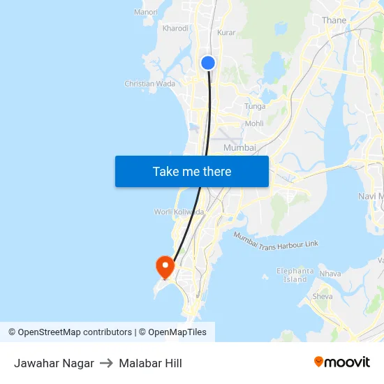 Jawahar Nagar to Malabar Hill map