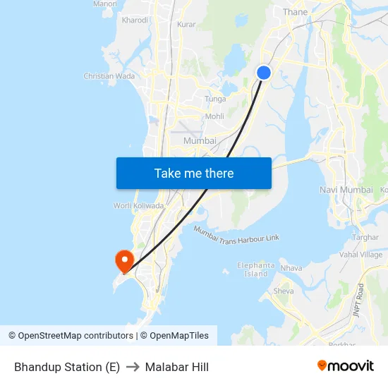 Bhandup Station (E) to Malabar Hill map