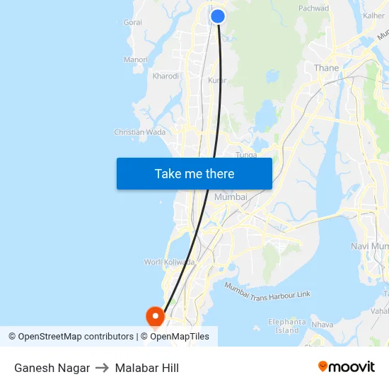 Ganesh Nagar to Malabar Hill map
