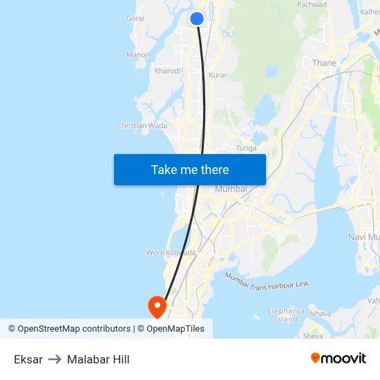 Eksar to Malabar Hill map