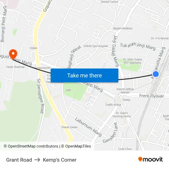 Grant Road to Kemp's Corner map