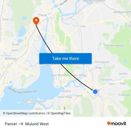 Panvel to Mulund West map