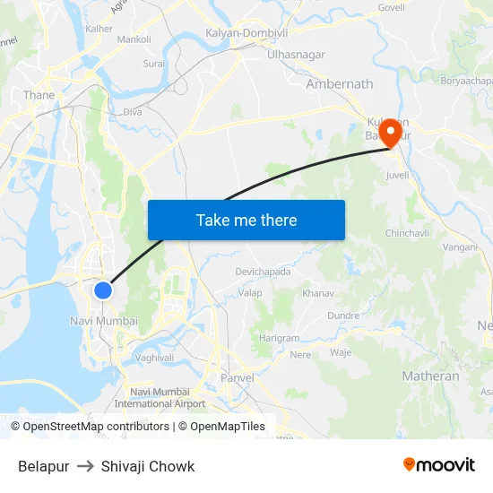 Belapur to Shivaji Chowk map