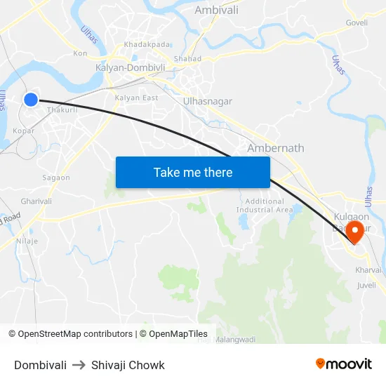 Dombivali to Shivaji Chowk map