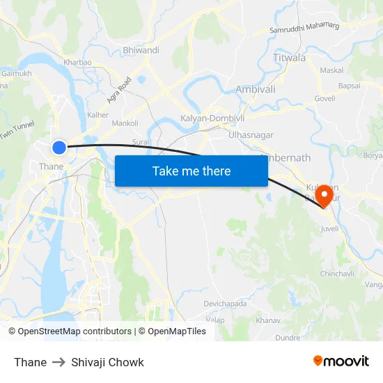 Thane to Shivaji Chowk map