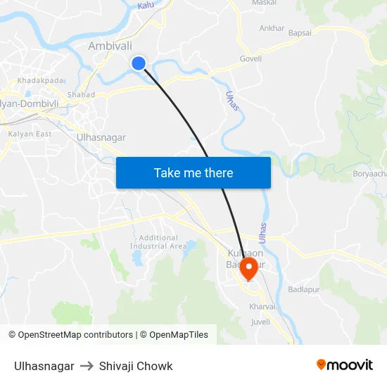 Ulhasnagar to Shivaji Chowk map