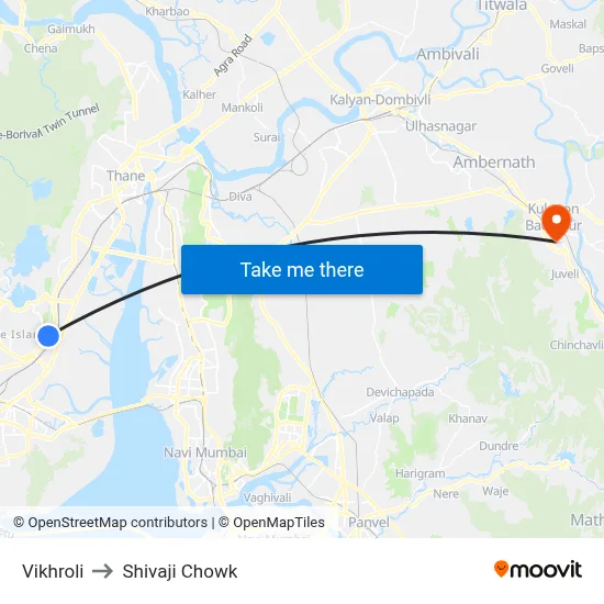 Vikhroli to Shivaji Chowk map