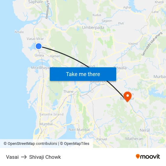 Vasai to Shivaji Chowk map