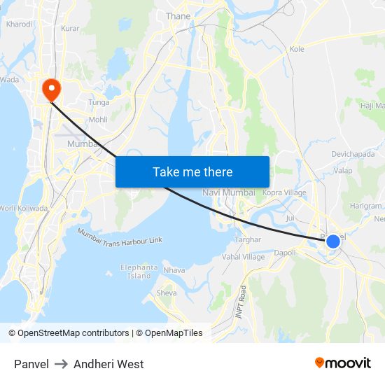 Panvel to Andheri West map