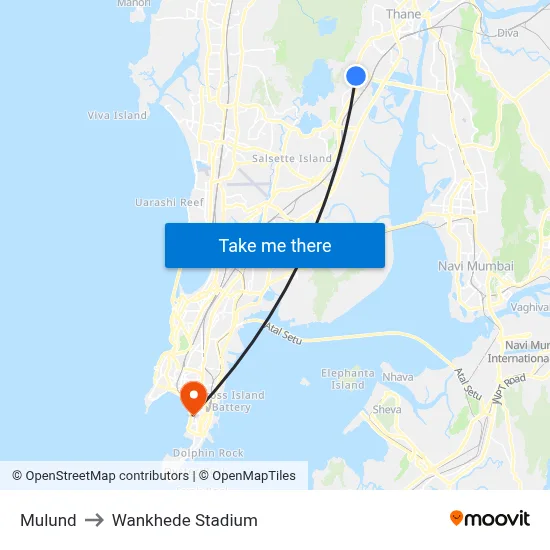 Mulund to Wankhede Stadium map