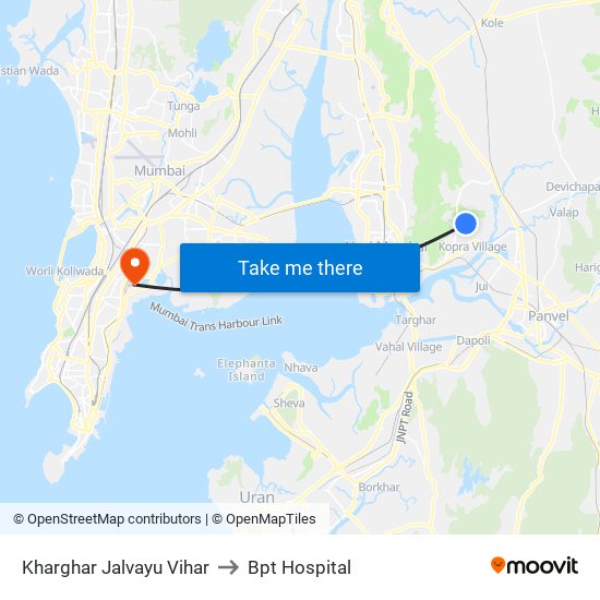 Kharghar Jalvayu Vihar to Bpt Hospital map