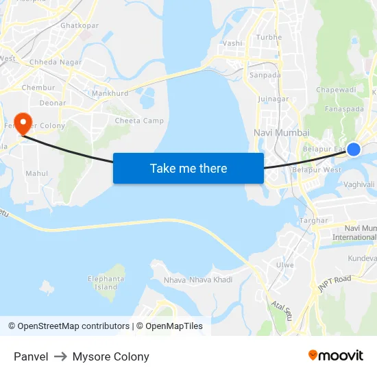 Panvel to Mysore Colony map