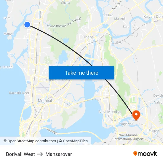 Borivali West to Mansarovar map