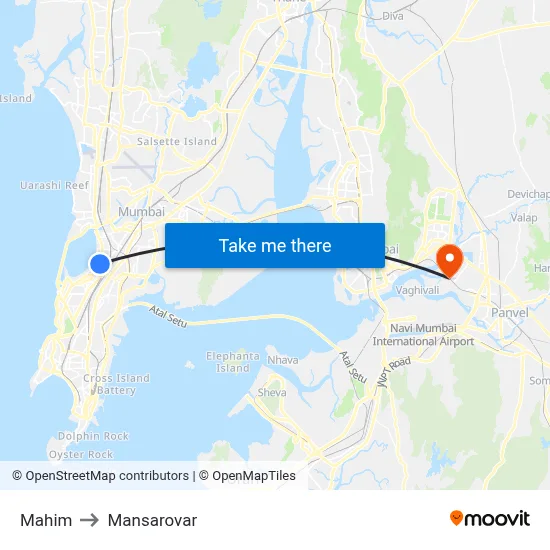 Mahim to Mansarovar map