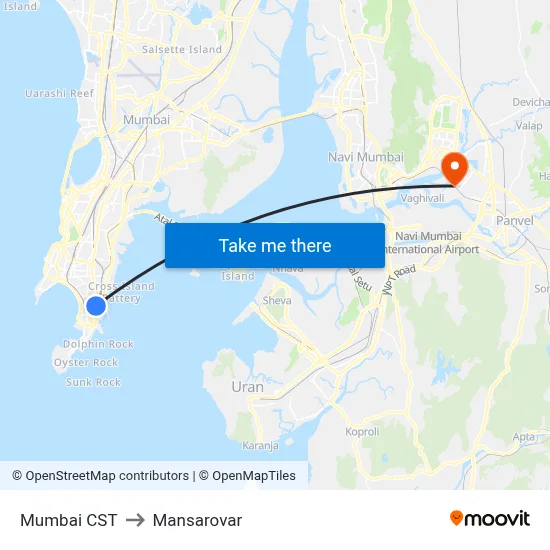 Mumbai CST to Mansarovar map