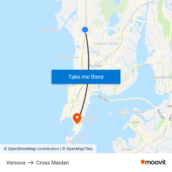 Versova to Cross Maidan map