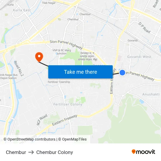 Chembur to Chembur Colony map