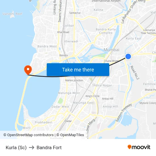 Kurla (Sc) to Bandra Fort map