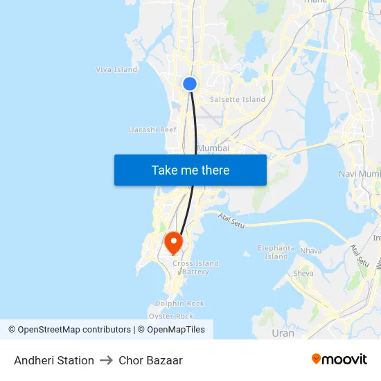 Andheri Station to Chor Bazaar map