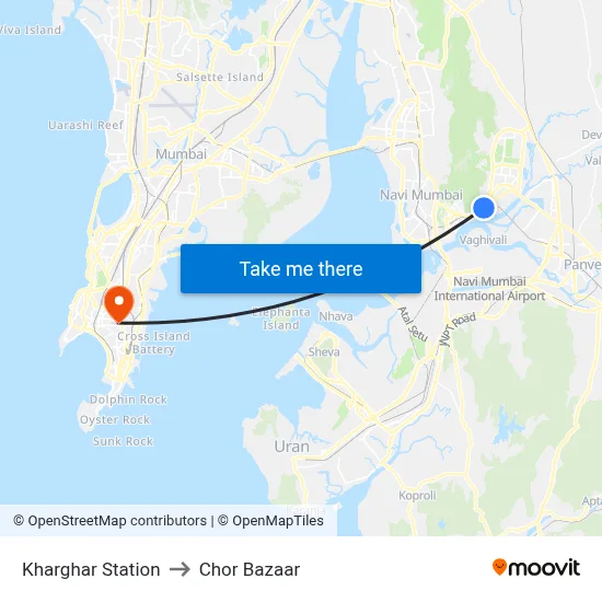 Kharghar Station to Chor Bazaar map