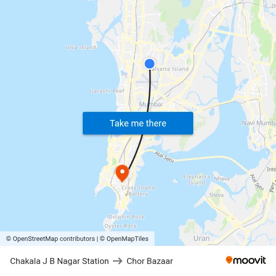 Chakala J B Nagar Station to Chor Bazaar map