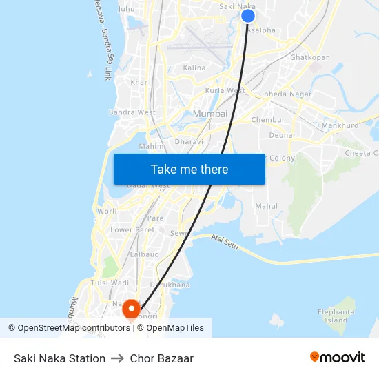 साकी नाका स्टेशन to चोर बाजार map