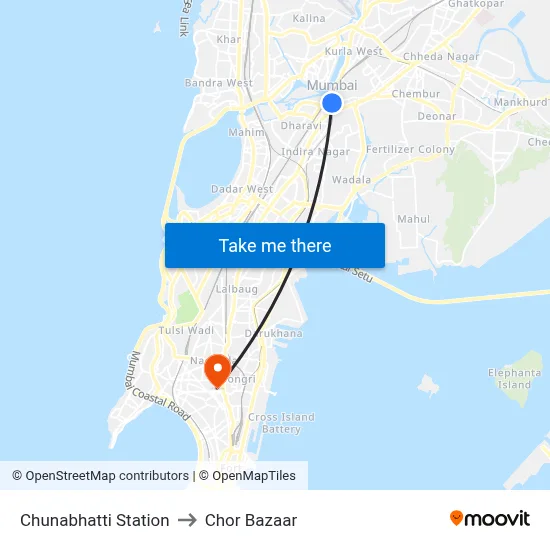 Chunabhatti Station to Chor Bazaar map